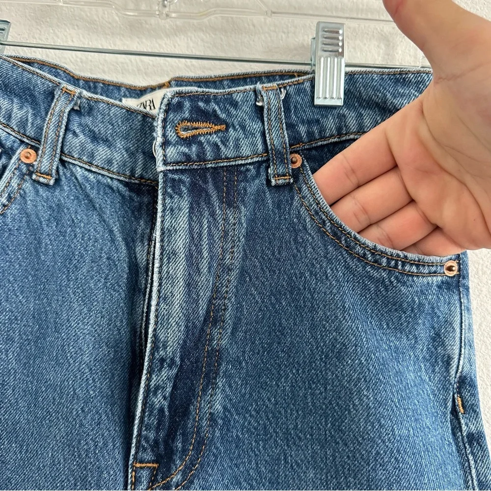 Zara Wide Leg Blue Denim Jeans Size: 2